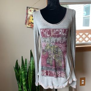 DayTrip boho long sleeve elephant shirt